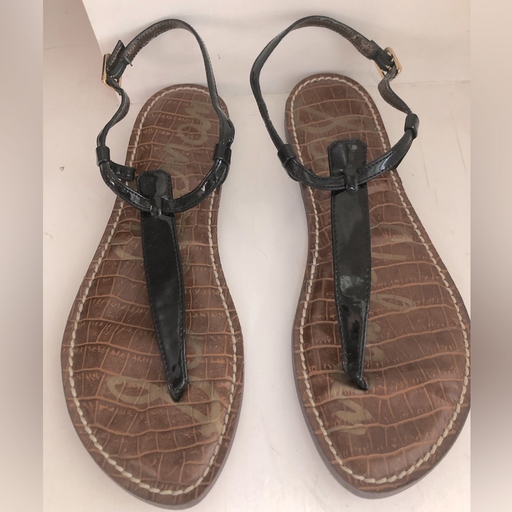 Sam Edelman’s T strap patent leather sandal